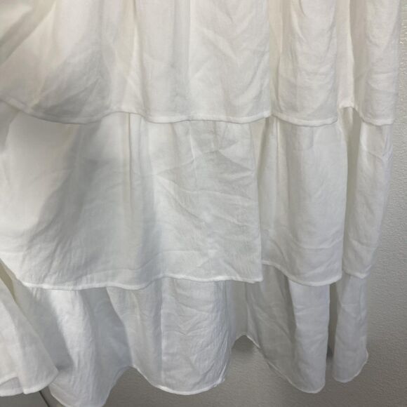 Entro Dress Womens Medium White Smocked Bodice Tiered Maxi Sleeveless D22872 - Picture 11 of 16